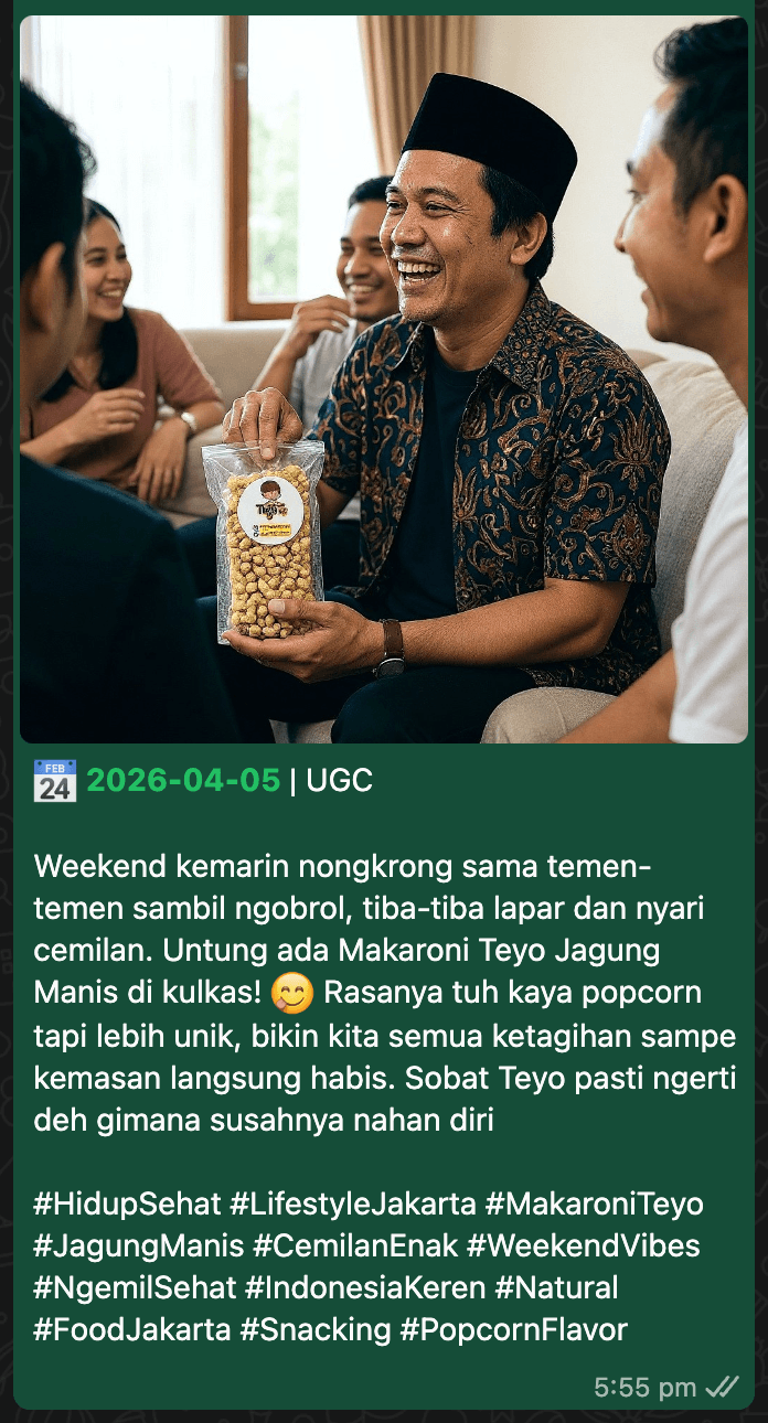 WhatsApp post — food review by Bagas Kuliner