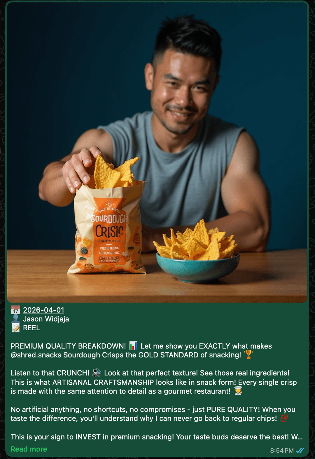 WhatsApp post — product showcase by Jason Widjaja